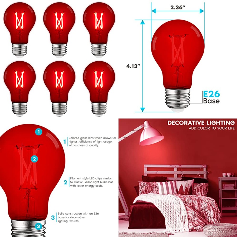 Outdoor Lighting Bulbs - A19 Edison LED Ampuller, 4.5W 60W
