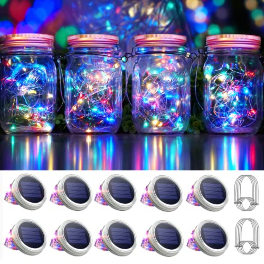 Solar Fairy String - 30 LED'li 10 Paket Mason Kavanoz
